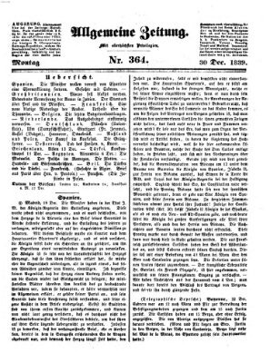 Allgemeine Zeitung Montag 30. Dezember 1839