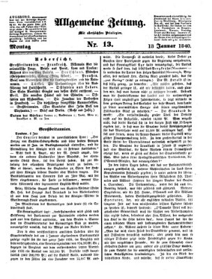 Allgemeine Zeitung Montag 13. Januar 1840