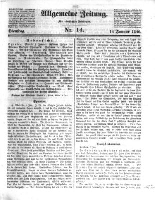 Allgemeine Zeitung Dienstag 14. Januar 1840