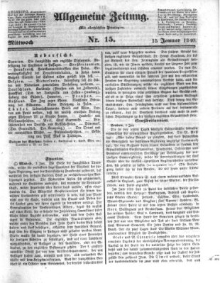 Allgemeine Zeitung Mittwoch 15. Januar 1840