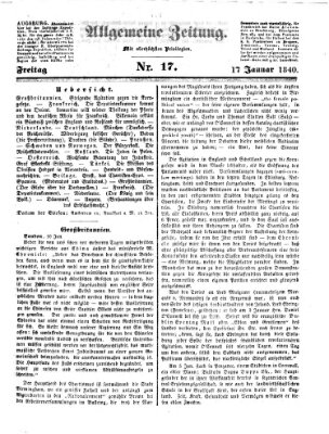 Allgemeine Zeitung Freitag 17. Januar 1840