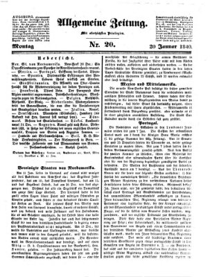 Allgemeine Zeitung Montag 20. Januar 1840