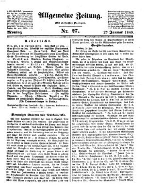 Allgemeine Zeitung Montag 27. Januar 1840