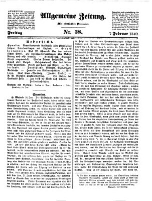 Allgemeine Zeitung Freitag 7. Februar 1840