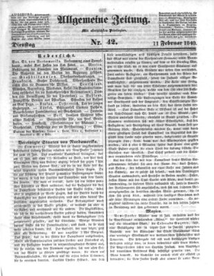 Allgemeine Zeitung Dienstag 11. Februar 1840