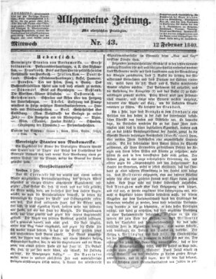 Allgemeine Zeitung Mittwoch 12. Februar 1840