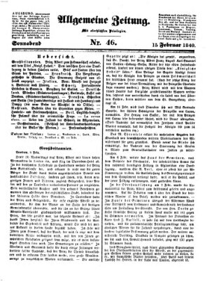 Allgemeine Zeitung Samstag 15. Februar 1840