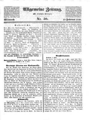 Allgemeine Zeitung Mittwoch 19. Februar 1840