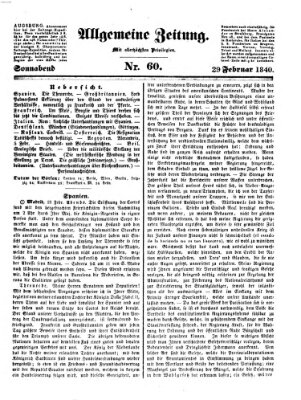 Allgemeine Zeitung Samstag 29. Februar 1840