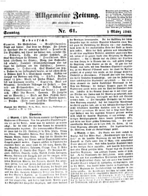 Allgemeine Zeitung Sonntag 1. März 1840