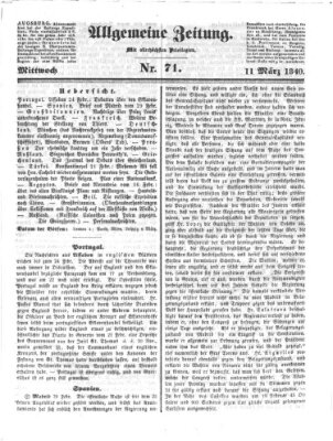 Allgemeine Zeitung Mittwoch 11. März 1840