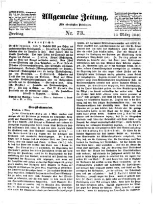 Allgemeine Zeitung Freitag 13. März 1840