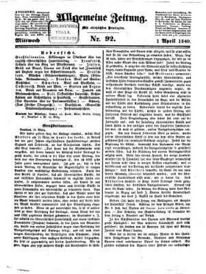 Allgemeine Zeitung Mittwoch 1. April 1840