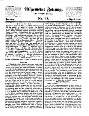 Allgemeine Zeitung Freitag 3. April 1840