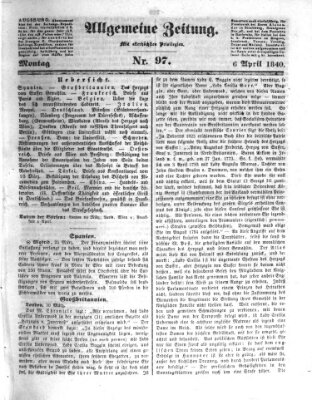 Allgemeine Zeitung Montag 6. April 1840