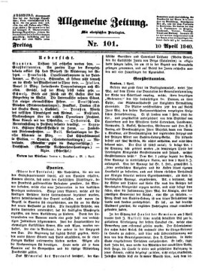 Allgemeine Zeitung Freitag 10. April 1840