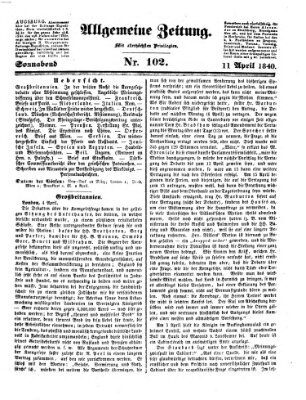 Allgemeine Zeitung Samstag 11. April 1840