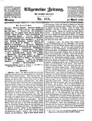 Allgemeine Zeitung Montag 20. April 1840