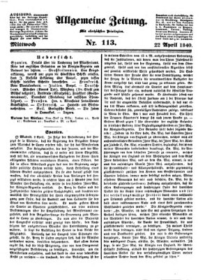 Allgemeine Zeitung Mittwoch 22. April 1840