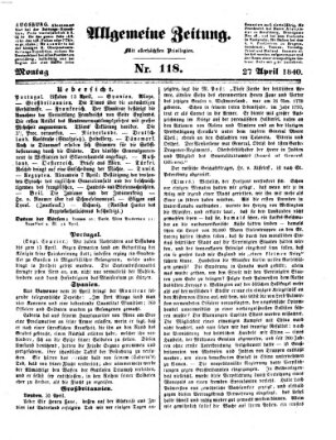 Allgemeine Zeitung Montag 27. April 1840