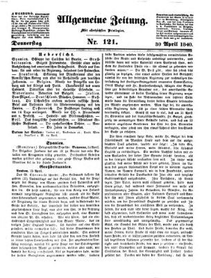 Allgemeine Zeitung Donnerstag 30. April 1840