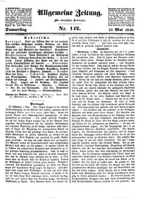 Allgemeine Zeitung Donnerstag 21. Mai 1840