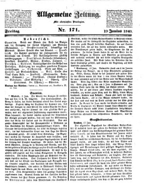 Allgemeine Zeitung Freitag 19. Juni 1840