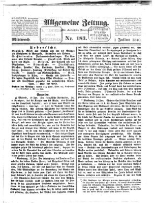 Allgemeine Zeitung Mittwoch 1. Juli 1840