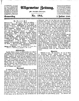 Allgemeine Zeitung Donnerstag 2. Juli 1840