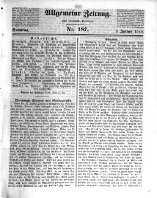 Allgemeine Zeitung Sonntag 5. Juli 1840