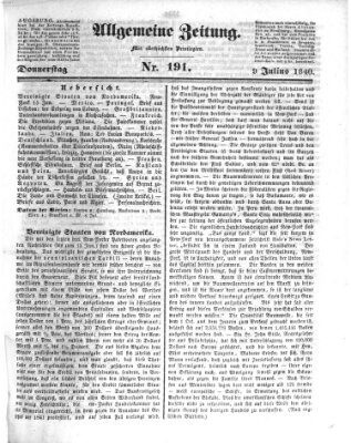 Allgemeine Zeitung Donnerstag 9. Juli 1840