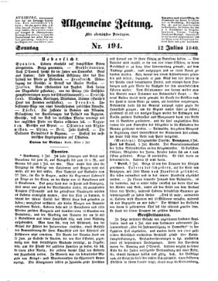 Allgemeine Zeitung Sonntag 12. Juli 1840