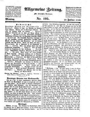 Allgemeine Zeitung Montag 13. Juli 1840