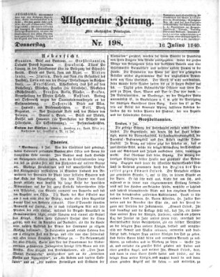 Allgemeine Zeitung Donnerstag 16. Juli 1840