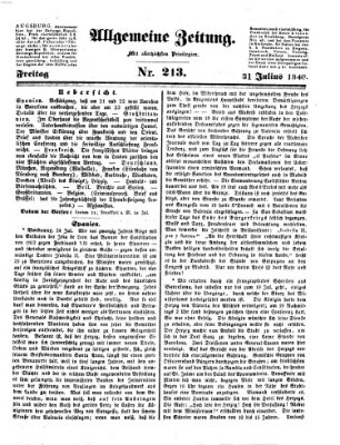 Allgemeine Zeitung Freitag 31. Juli 1840