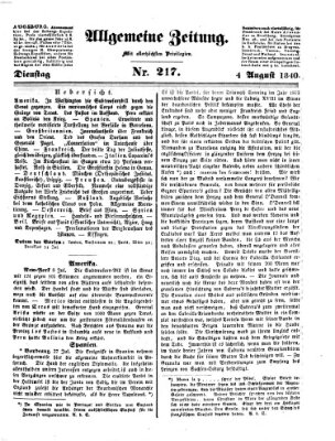 Allgemeine Zeitung Dienstag 4. August 1840