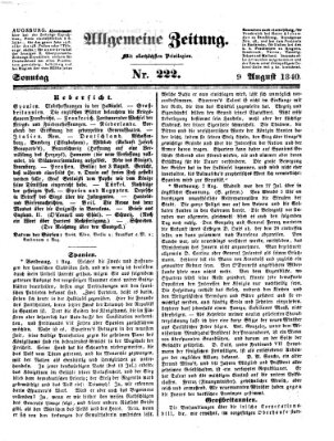 Allgemeine Zeitung Sonntag 9. August 1840