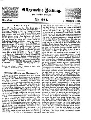 Allgemeine Zeitung Dienstag 11. August 1840