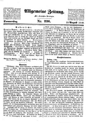 Allgemeine Zeitung Donnerstag 13. August 1840