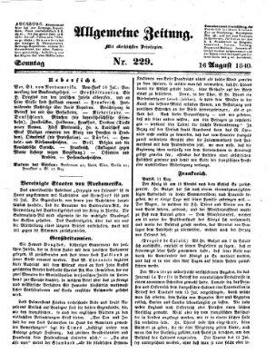 Allgemeine Zeitung Sonntag 16. August 1840