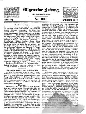 Allgemeine Zeitung Montag 17. August 1840