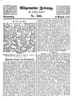 Allgemeine Zeitung Donnerstag 20. August 1840