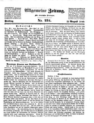 Allgemeine Zeitung Freitag 21. August 1840