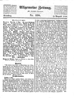 Allgemeine Zeitung Dienstag 25. August 1840