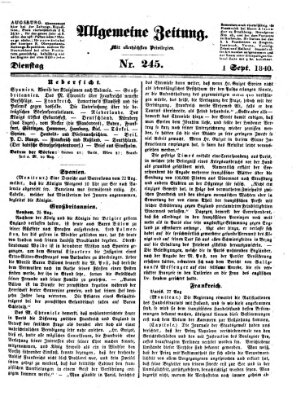 Allgemeine Zeitung Dienstag 1. September 1840