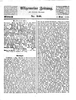 Allgemeine Zeitung Mittwoch 2. September 1840