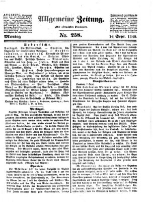 Allgemeine Zeitung Montag 14. September 1840