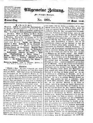 Allgemeine Zeitung Donnerstag 17. September 1840