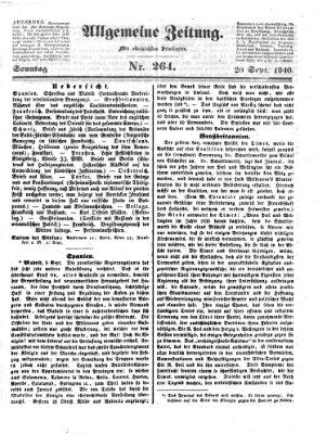 Allgemeine Zeitung Sonntag 20. September 1840