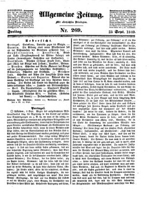 Allgemeine Zeitung Freitag 25. September 1840